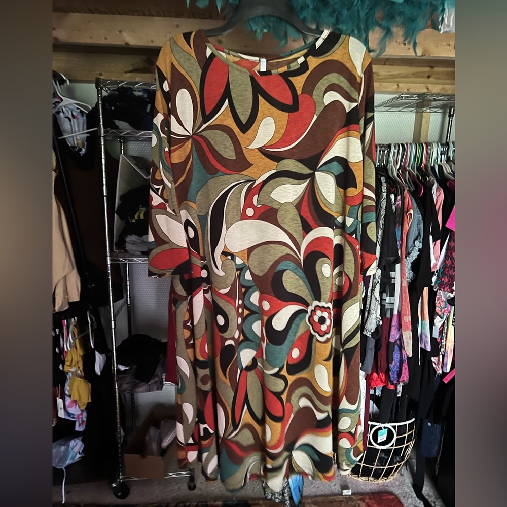 COPY - Retro print boho style plus size dress 3x